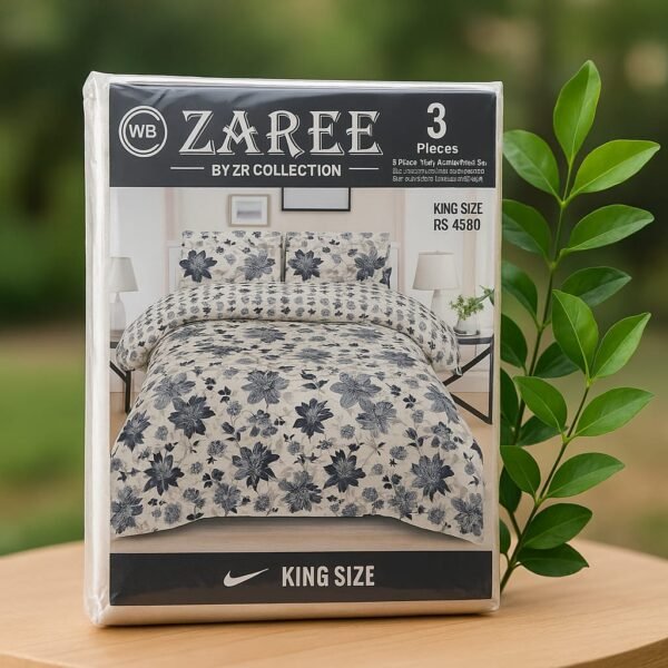 Zaree Floral King Size 3-Piece Bedsheet Set - Image 3