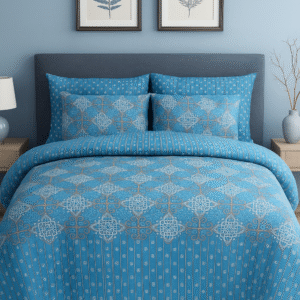 Zaree Premium King Size Bedsheet – Blue Serenity