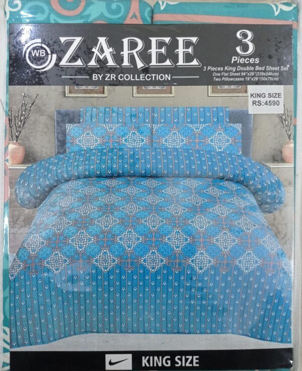 Zaree Premium King Size Bedsheet – Blue Serenity - Image 2