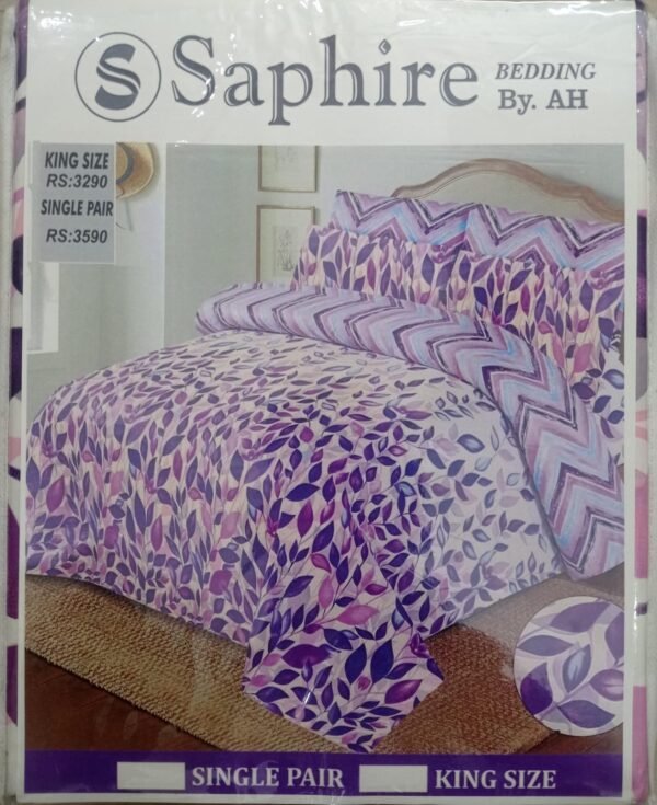Sapphire Premium King Size Bedsheet – Purple Dream - Image 3
